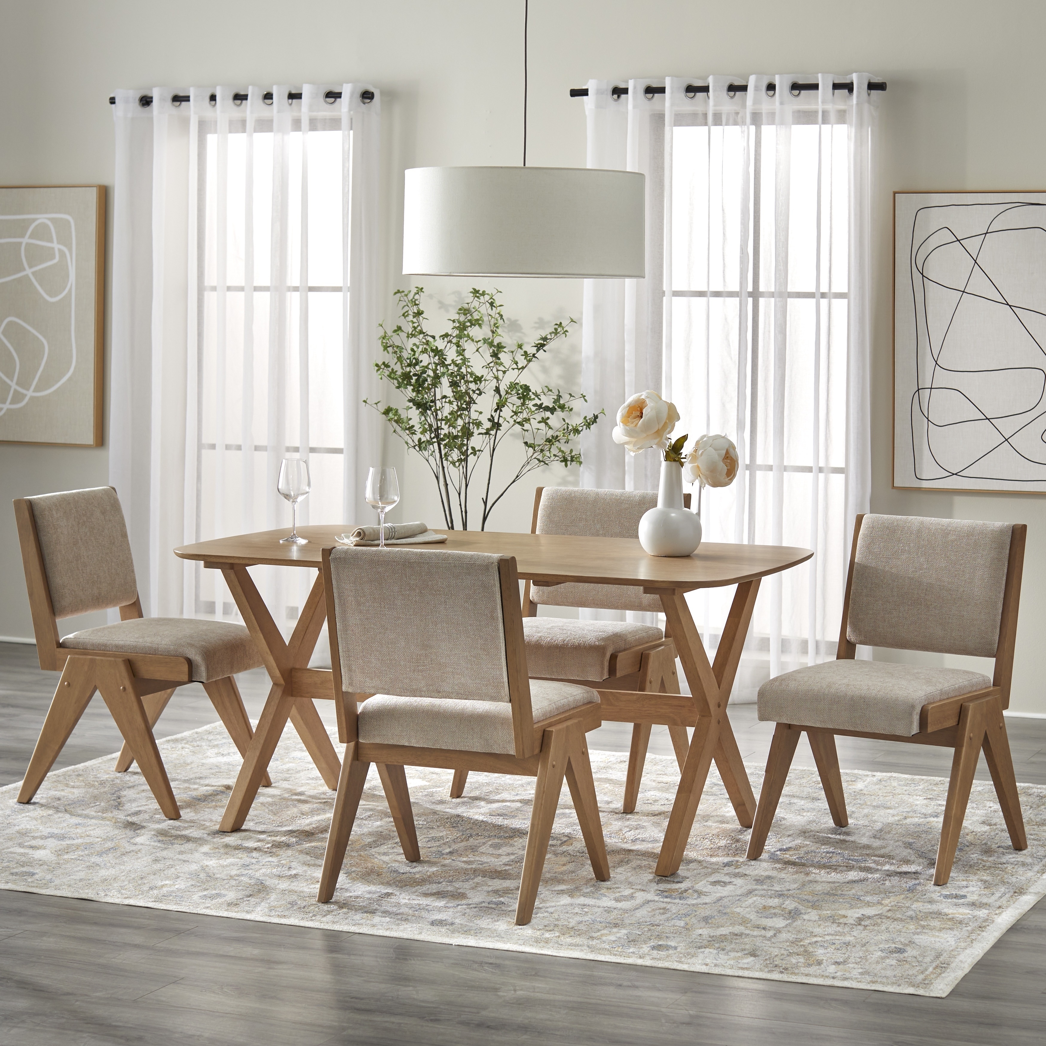 Lifestorey Baywood Solid Wood 5-Piece Dining Set