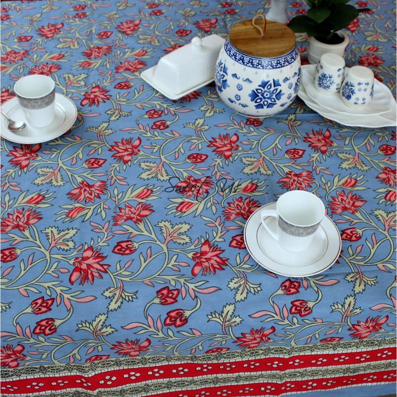 Cotton Floral Exuberance Tablecloth Round, Rectangle
