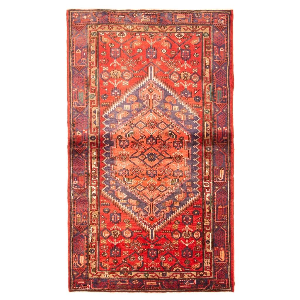 ECARPETGALLERY Hand-knotted Andelz Red Wool Rug - 4'2 x 7'3