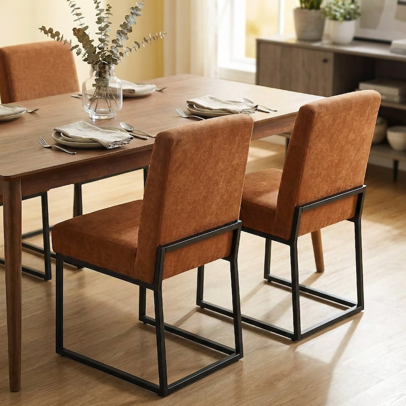 Mid Century Modern Dining Chair with Black Metal Legs