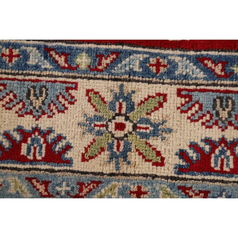 Traditional Red Kazak Rug Hand-Knotted Oriental Wool Carpet - 3'5"x 5'0"