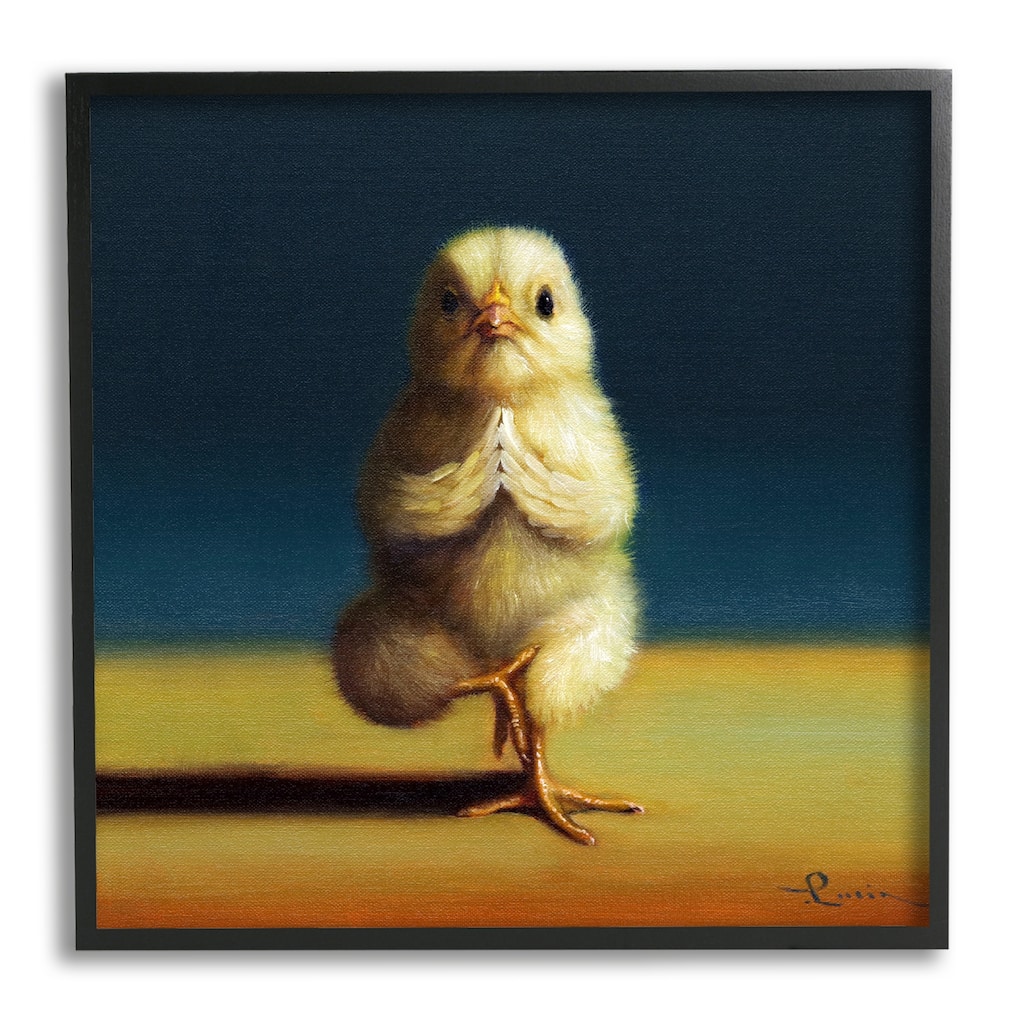 Stupell Yellow Chick Meditating Yoga Pose Animal Fitness Framed Wall Art, Design by Lucia Heffernan