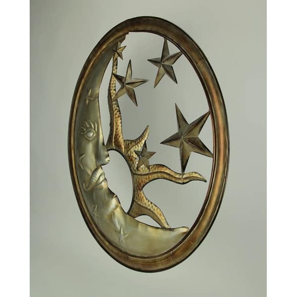 Bronze And Antique Silver Metal Art Sun Moon Stars Indoor Antique Silver Metal Art Sun Moon