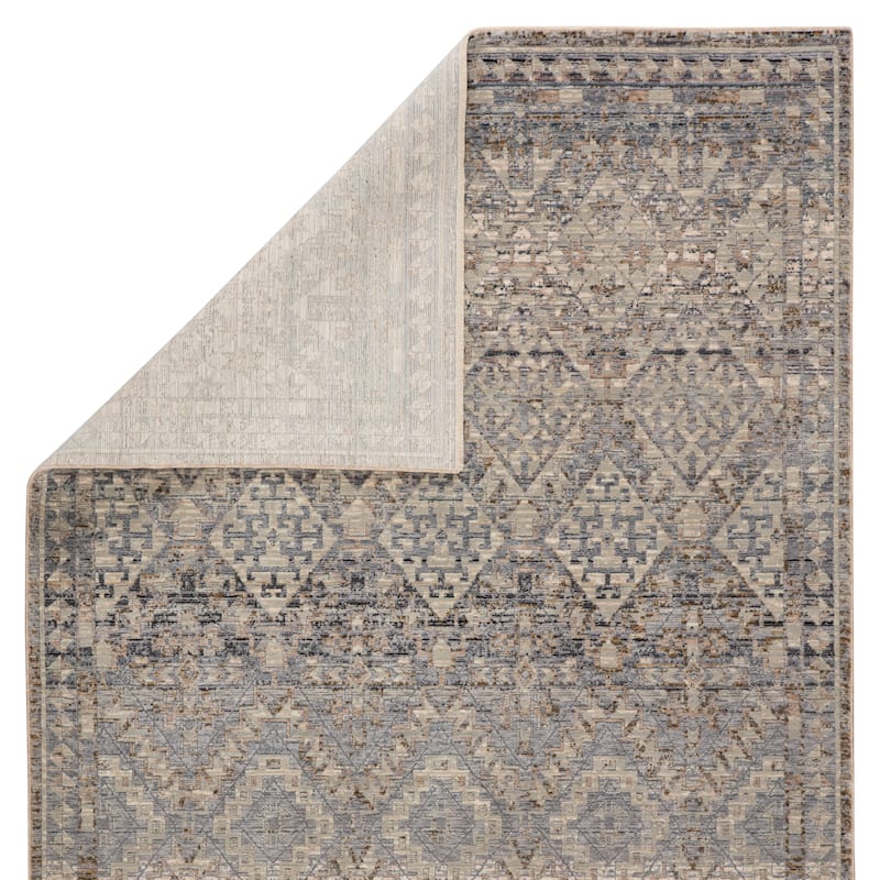 Cheree Tribal Gray/ Dark Blue Area Rug