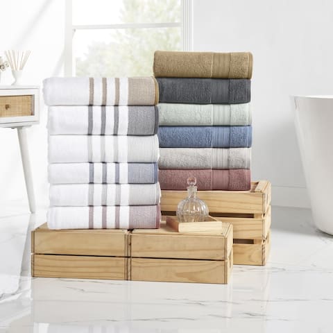 Modern Threads 6-Piece Quick Dry White/Contrast Towel Set - N/A