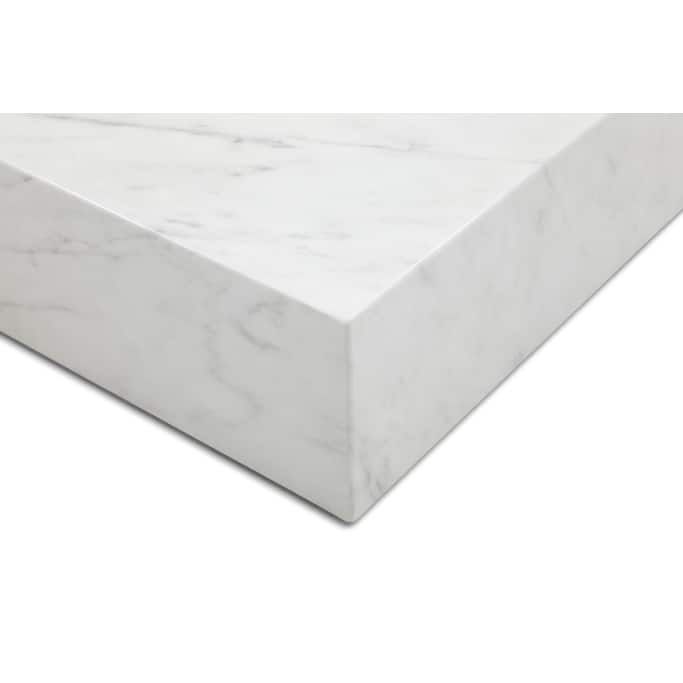 HomeRoots 55" White Genuine Marble Block Coffee Table - 55.00 in. x 11.00 in. x 32.00 in.