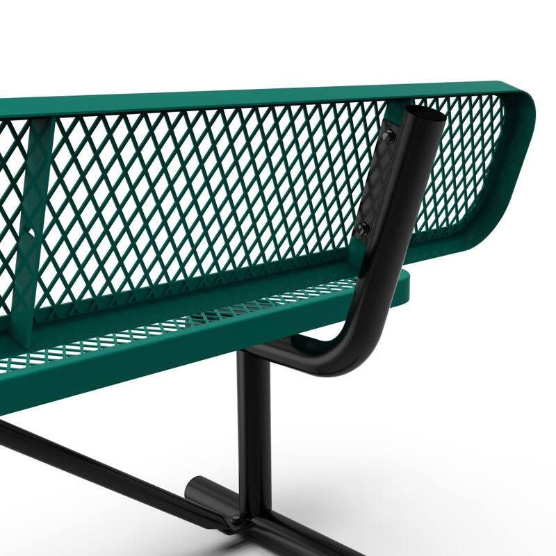 Commercial Grade Expanded Mesh Metal Outdoor Bench with Backrest