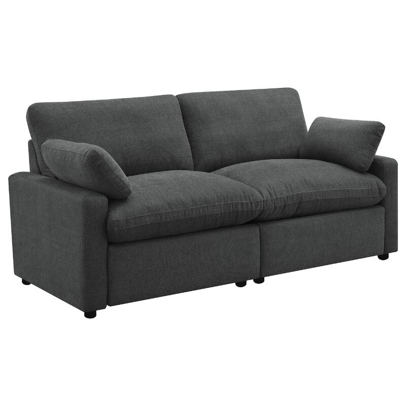 Biny Modular Power Reclining Loveseat, 2 Pillows, Dark Gray, 86 Inch
