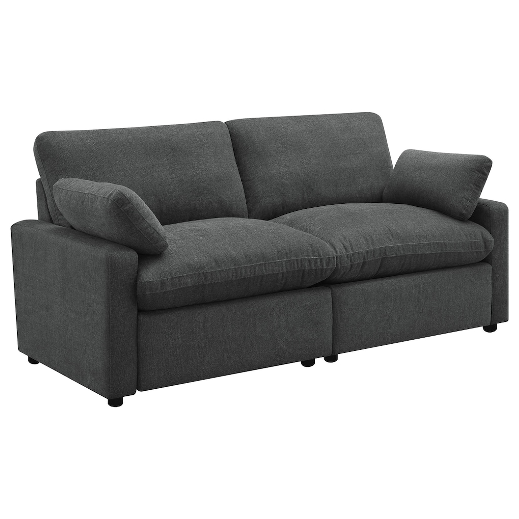 Biny Modular Power Reclining Loveseat, 2 Pillows, Dark Gray, 86 Inch