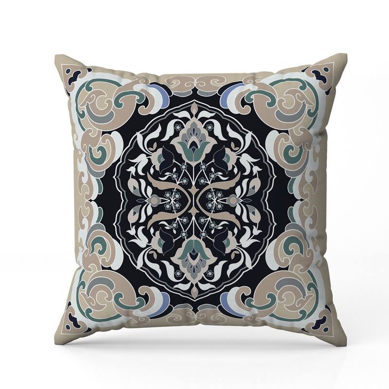 Soft Square Escape Indoor/Outdoor Reversible Throw Pillow Beige and Black