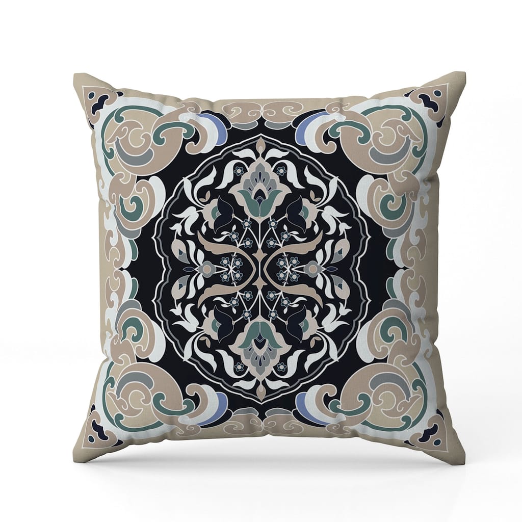 Soft Square Escape Indoor/Outdoor Reversible Throw Pillow Beige and Black