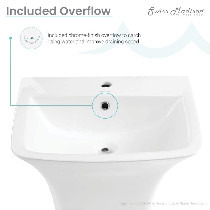 Charme 21" Wall-Mount Bathroom Sink - 20.9" x 17.5" 14.75"