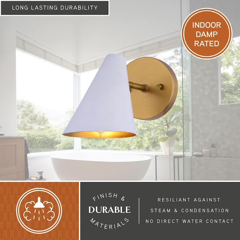 Pryce 1 Light Mid-Century Modern Wall Sconce Fixture with Metal Cone Shade