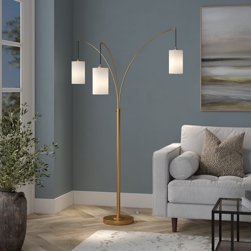 Aspen 3-Light Torchiere Floor Lamp with Fabric Shade