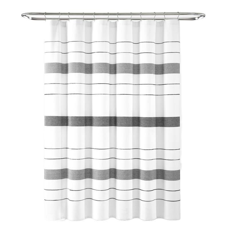 Lush Decor Chic Stripe Yarn Dyed Eco-Friendly Recycled Cotton Shower Curtain Single