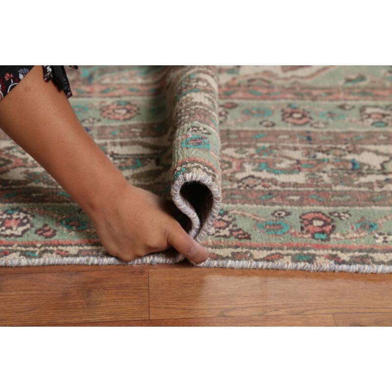 Pink Geometric Hamedan Persian Vintage Area Rug Handmade Wool Carpet - 8'5"x 11'4"