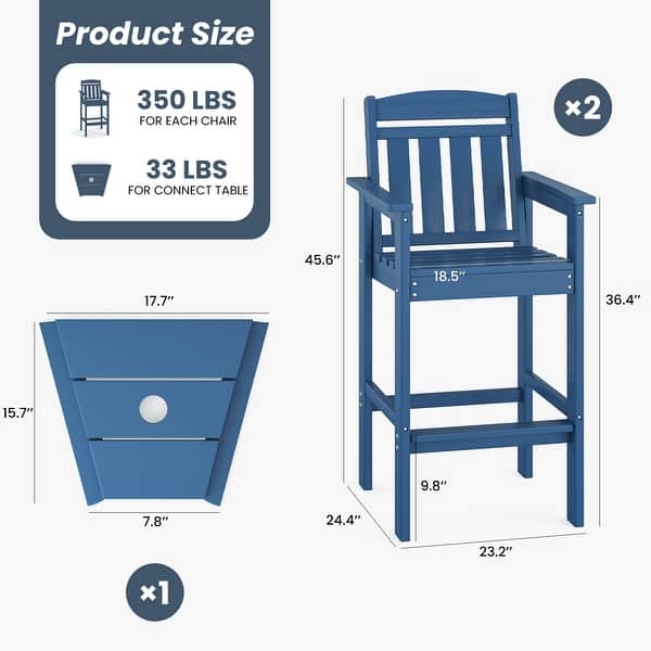 HDPE Adirondack Bar Stools Tall Adirondack Chairs Set of 2 - Bed Bath ...