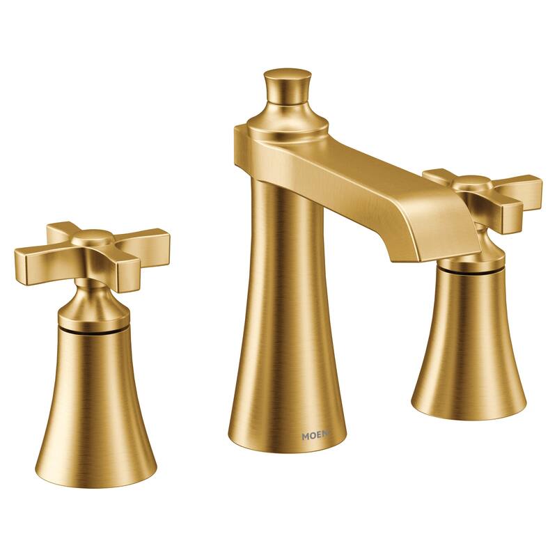 Moen TVS6985 Flara 1.2 GPM Widespread Bathroom Faucet with Pop-Up - Brushed Gold