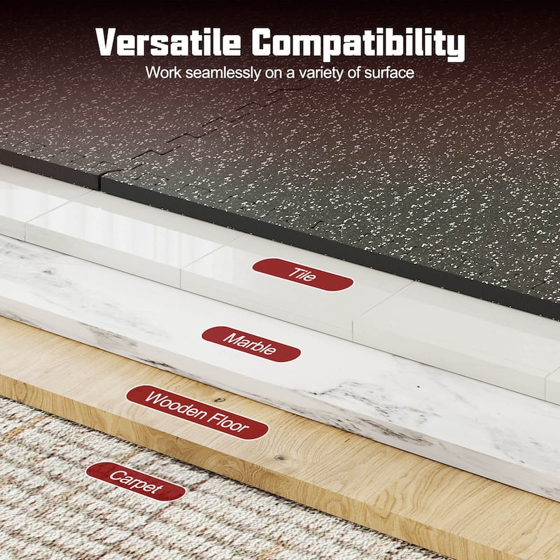Costway 12/24 PCS 0.79” Thick Rubber Top Exercise Mat 48 Sq Ft