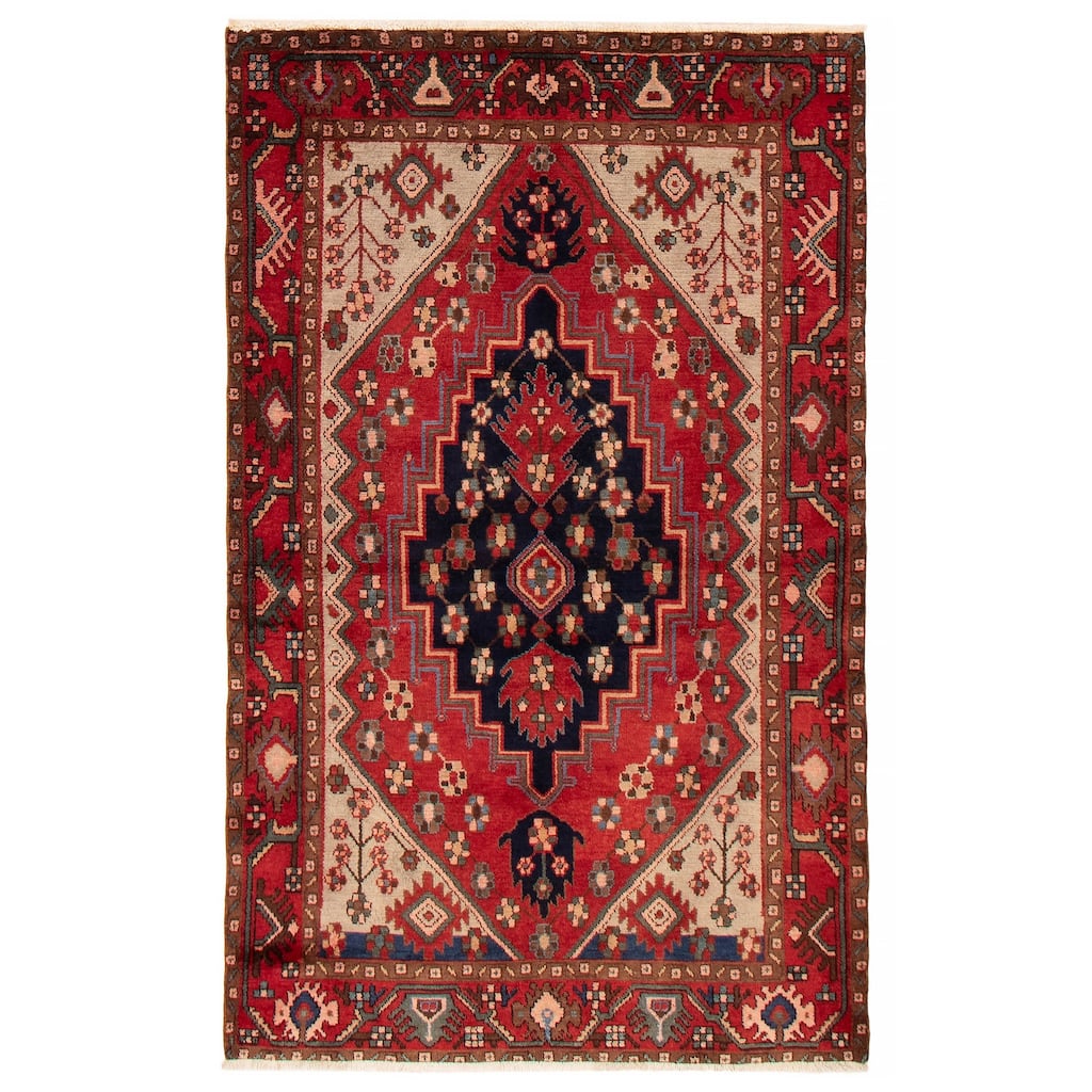 ECARPETGALLERY Hand-knotted Anatolian Vintage Red Wool Rug - 4'5 x 7'3