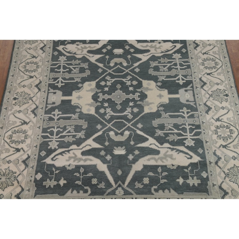 Blue Oushak Indian Area Rug Handmade Wool Carpet - 7'11" x 10'0"