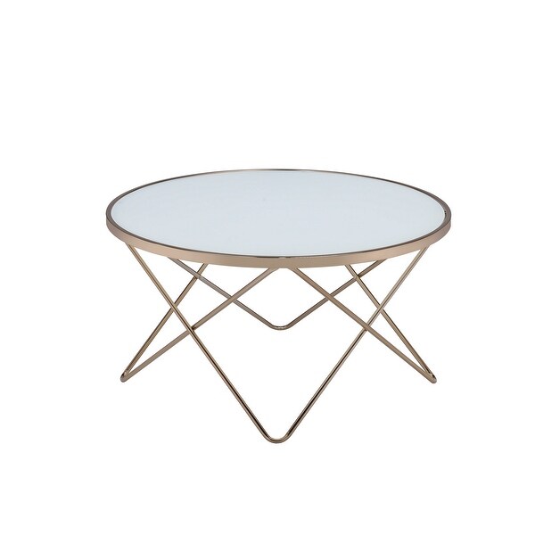 Coffee Table In Frosted Glass & Champagne - Glass, Metal Tube Frosted Glass & Champagne