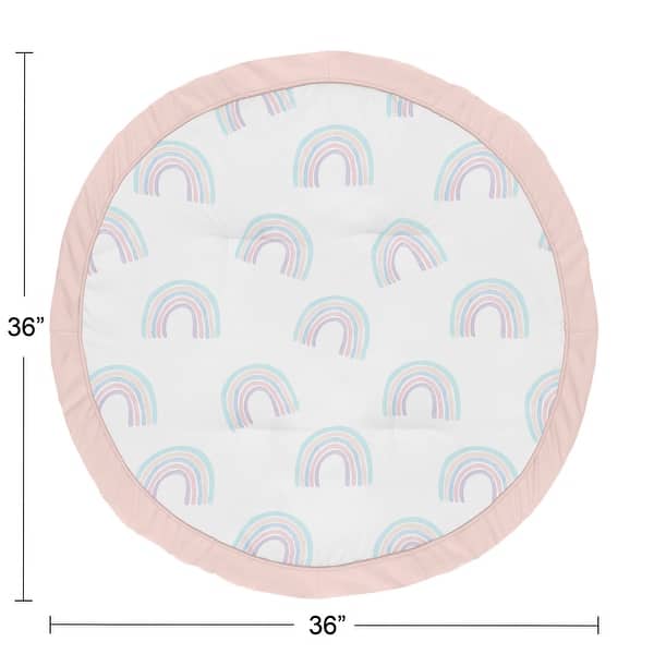 Pastel Rainbow Collection Girl Baby Tummy Time Playmat - Blush Pink, Purple, Teal, Blue and White - Multi-Color