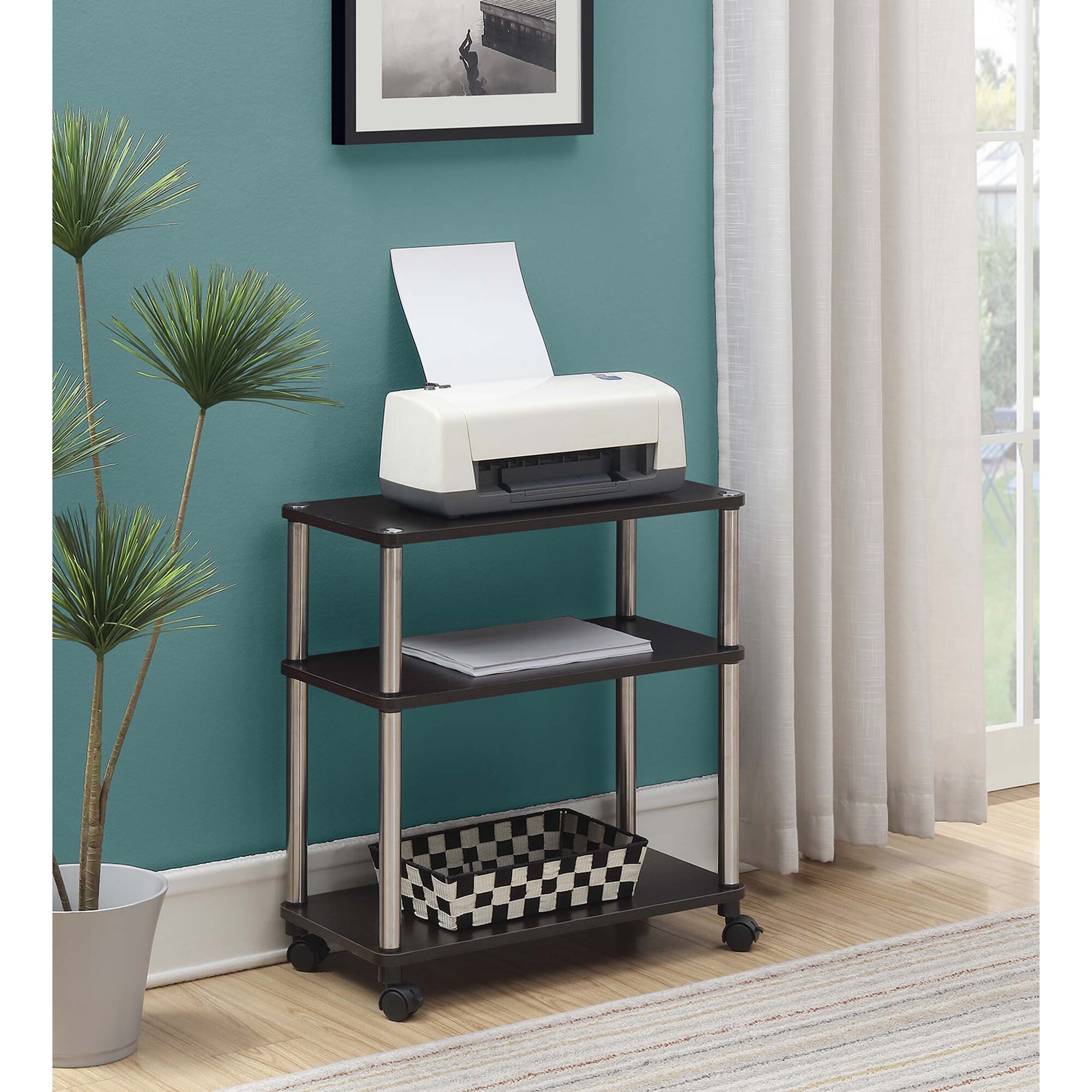 Designs2Go 3 Tier Office Caddy with Wheels Black - Breighton Home