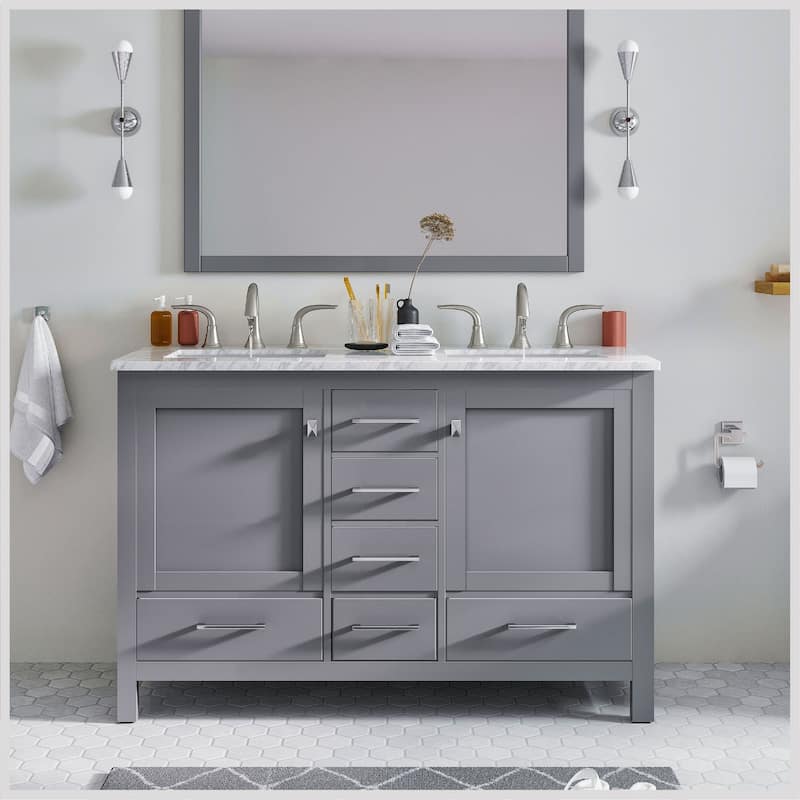 Eviva Aberdeen 48" Gray DS Bath Vanity with WH Carrara Top