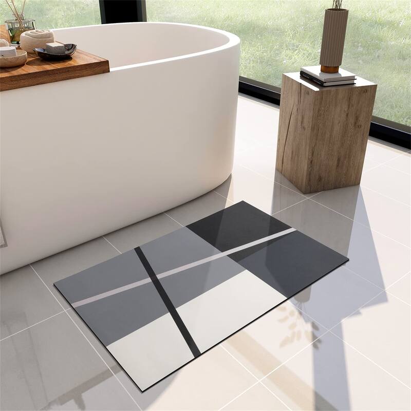 Bath Mat Rug-Thin Quick Dry - 32"x17" - Geometric