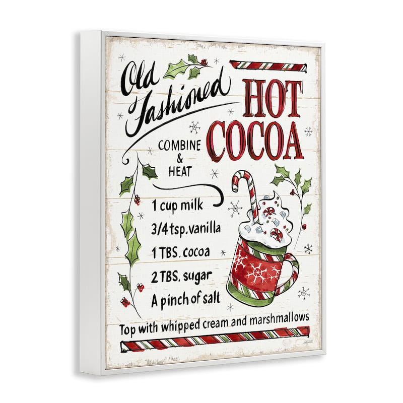 Stupell Old Fashioned Hot Cocoa Holiday Cooking Instructions Framed Wall Art - Red