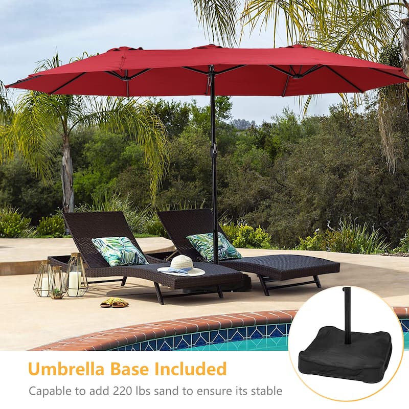 Clihome 15Ft Double-Sided Patio Market Umbrella with Base
