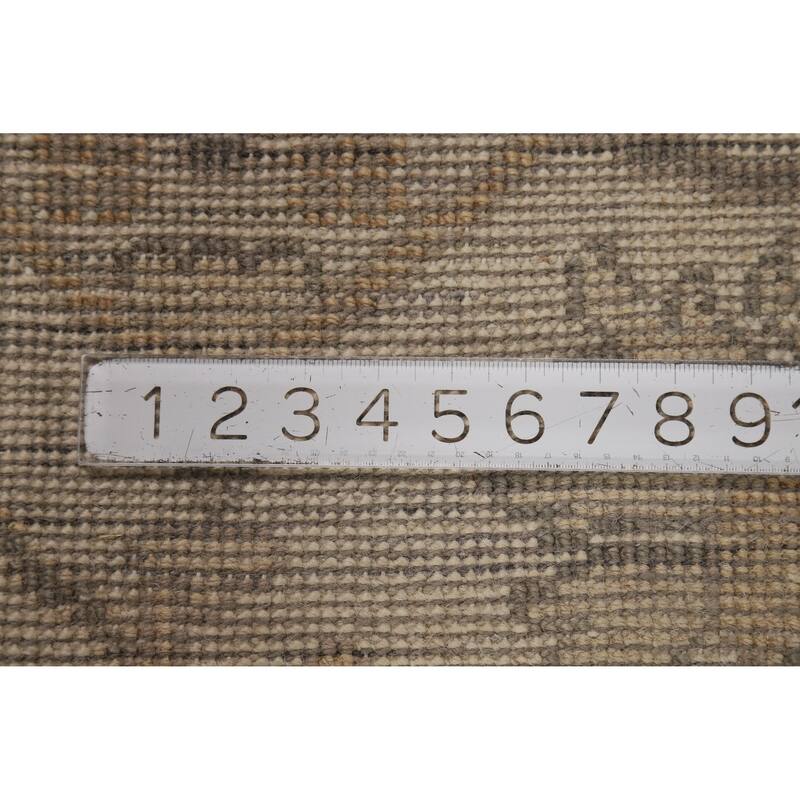 Transitional Grey Oushak Indian Area Rug Hand-Knotted Wool Carpet - 8'3" x 9'10"