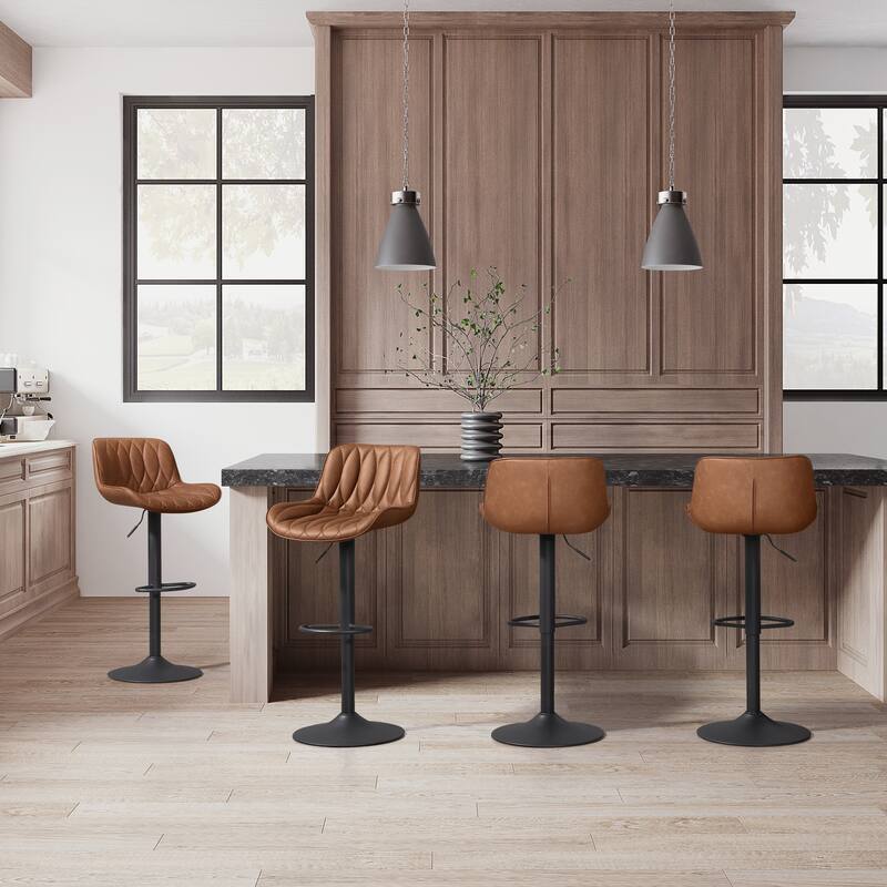 Art Leon Swivel and Adjustable PU Leather Barstool (Set of 2)