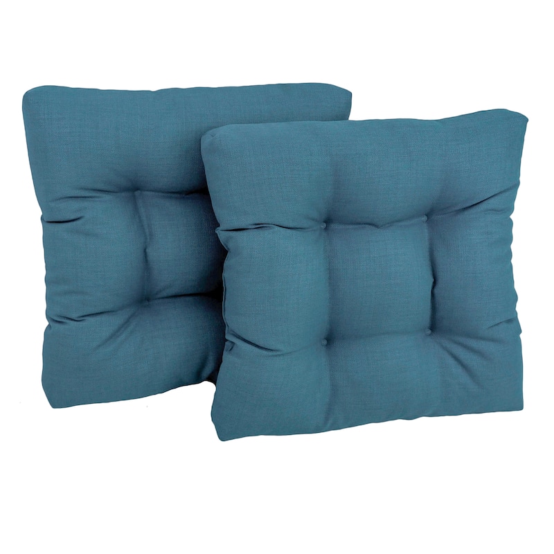 Blazing Needles 19-inch Tufted Indoor/Outdoor Chair Cushion (Set of 2) - Sea Blue