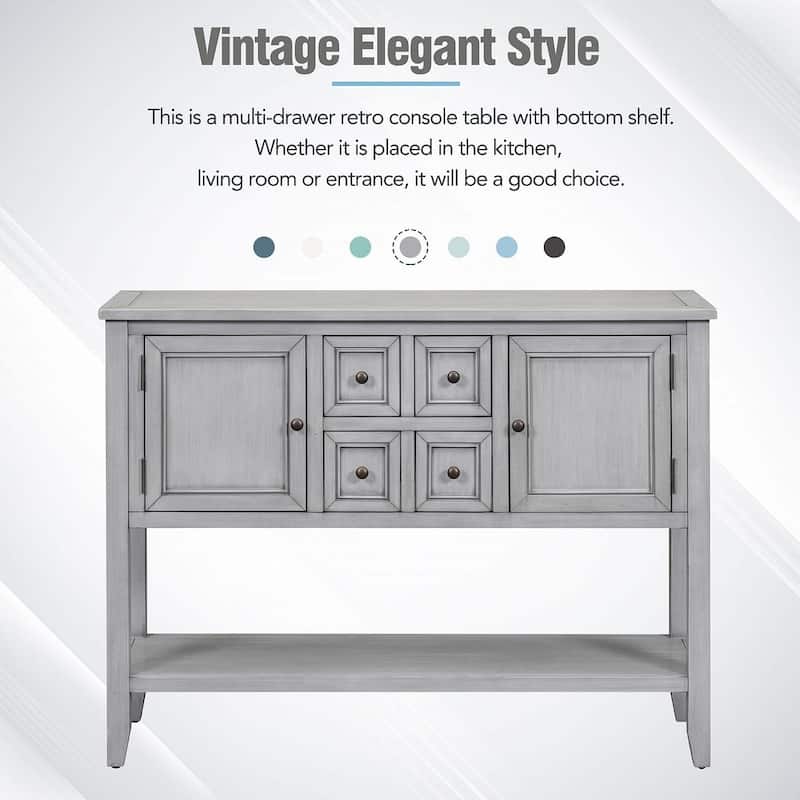 46 "W Modern Vintage Storage Dresser with Four Small Drawers and Bottom Shelf