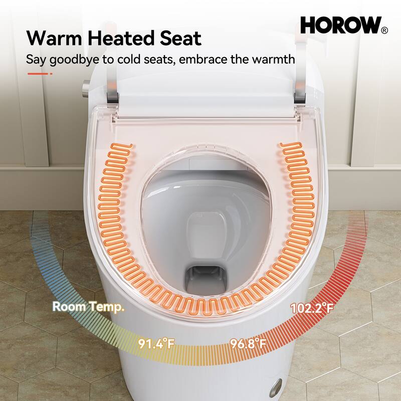 HOROW One Piece Dual Flush Elongated Toilet 1.27 GPF White Seat Included