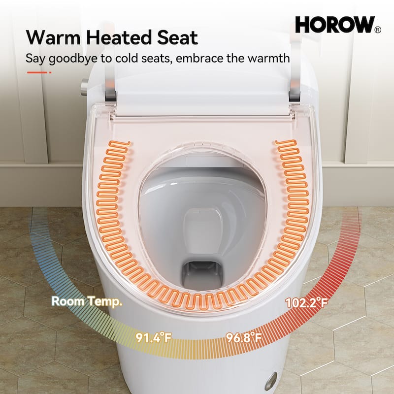 HOROW One Piece Dual Flush Elongated Toilet 1.27 GPF White Seat Included
