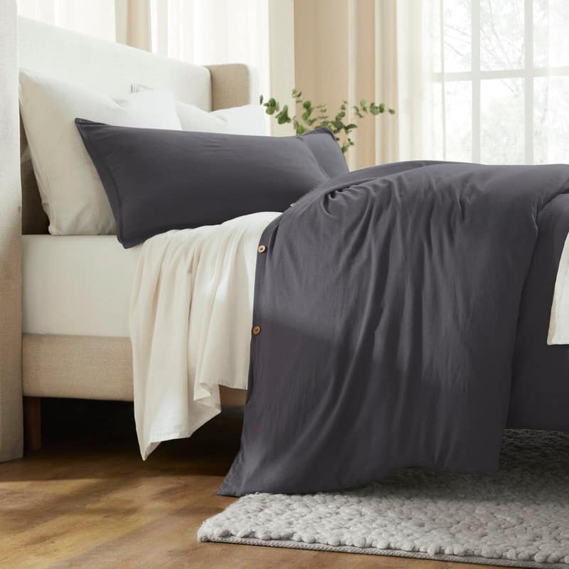 Superior Chloe 100% Cotton Percale Linen Texture Duvet Cover Set