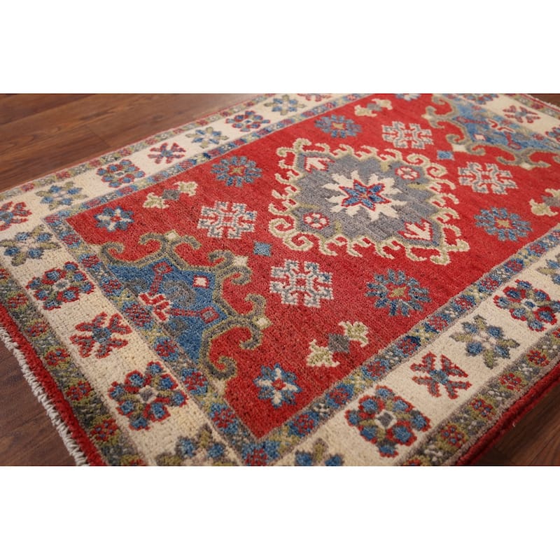 Red Kazak Accent Rug Handmade Wool Carpet - 2'2" x 3'0"