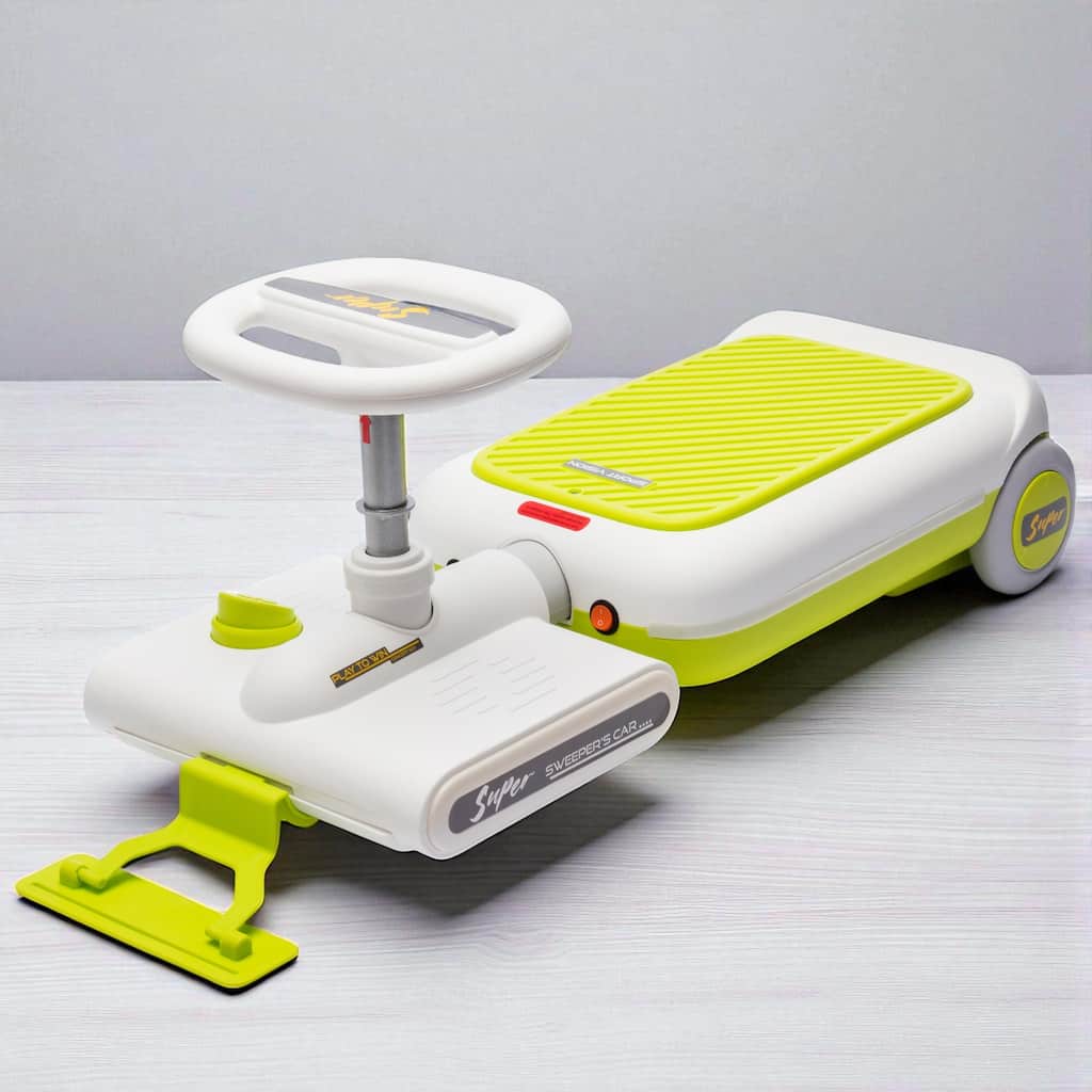 12V Kids Cleaning Go Kart with Retractable Design, Mopping Function, Music, Lighting, for Ages 3-6