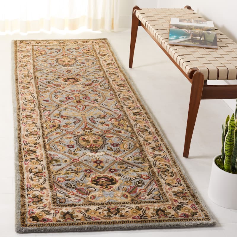 SAFAVIEH Handmade Persian Legend Pietra Traditional Oriental Wool Rug - 2'6" x 8' Runner - Grey/Ivory