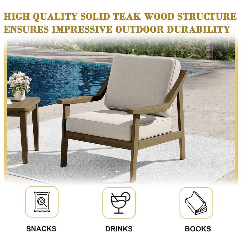 Outdoor Patio Club Chair Arm Lounge Cushion Chair (Set of 2)