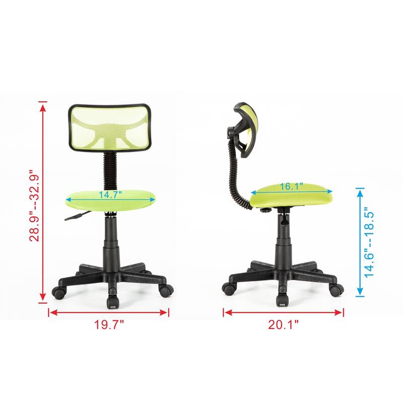JJS Kids' Height-adjustable Mesh-back Rolling Swivel Task Chair