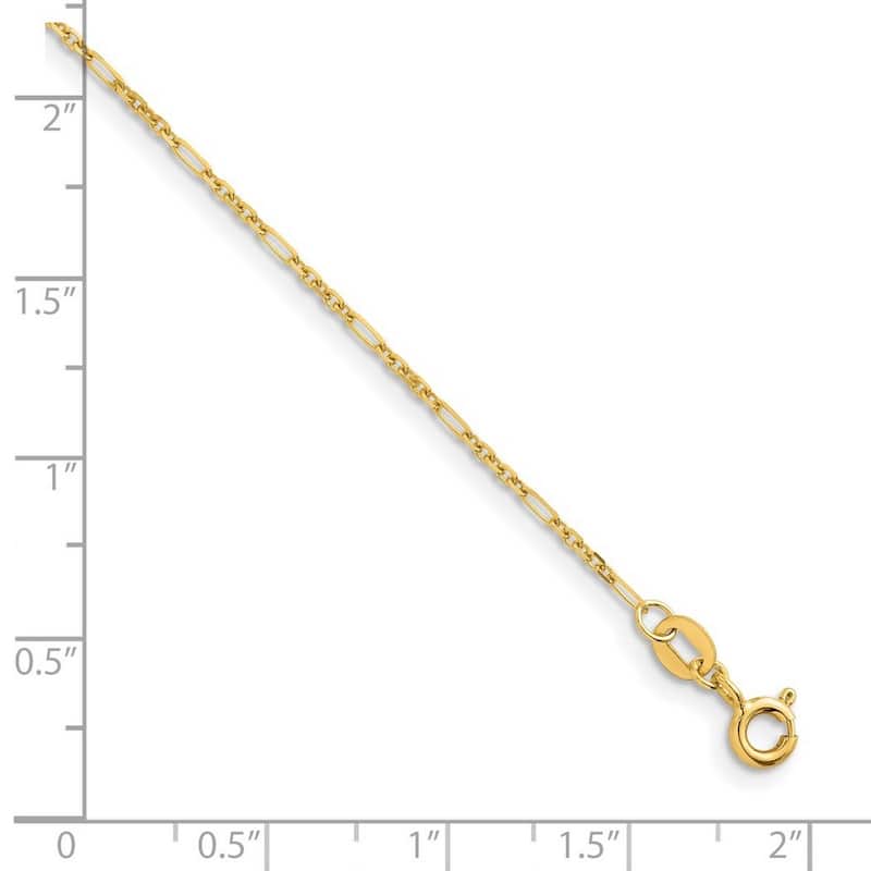 Curata Italian 14k Yellow Gold 1.4mm Figaro Chain Necklace (Spring Ring)