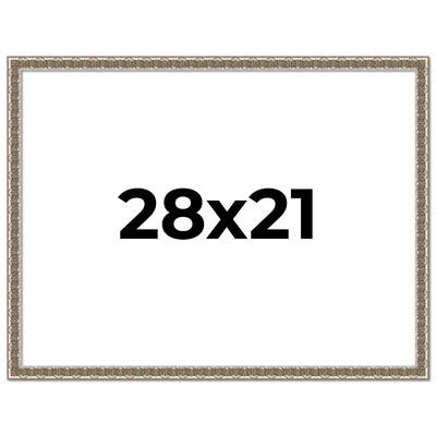 28x21 Frame Silver Versailles Ornate Solid Wood Picture Frame | 1 Inch