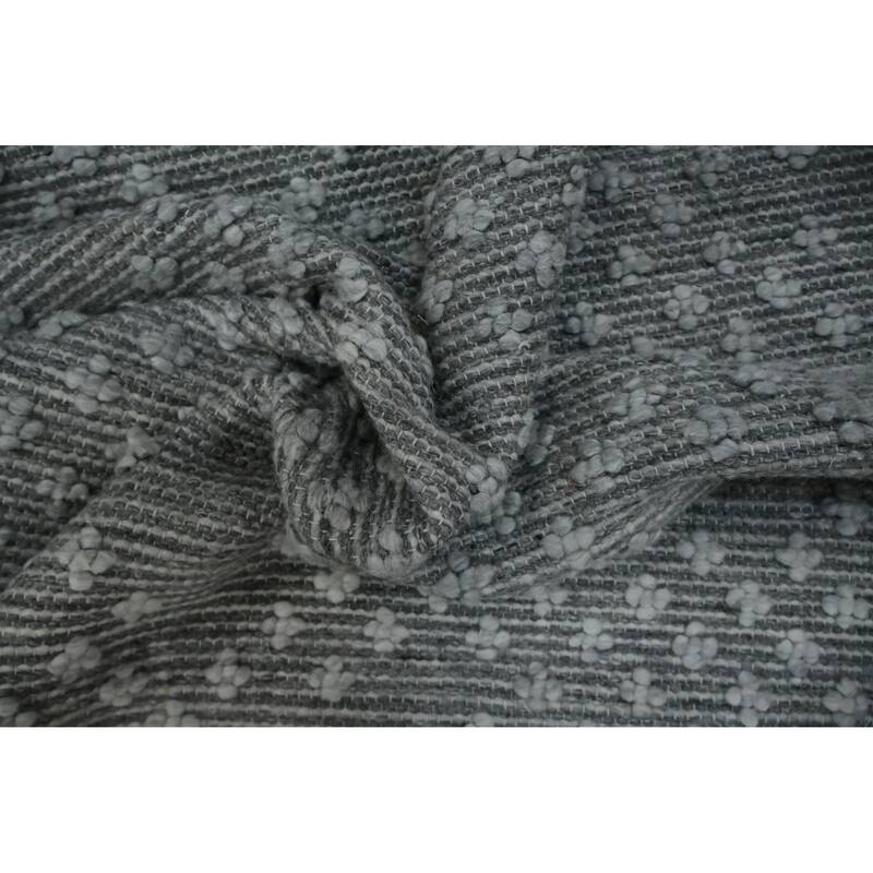 Hand Knotted Oriental 100% Wool Carpet Modern Geometric Greys & Charcoal Modern Gotti Design Area Rug - 9' 10'' X 6' 9''