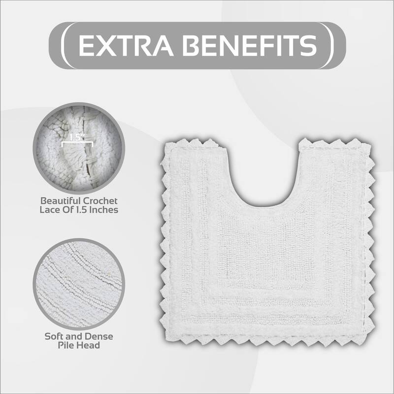 Better Trends Bath Rugs 100% Cotton Soft & Water Absorbent Reversible Tufted Bathroom Rug for Shower, Sink Mats Lilly Crochet