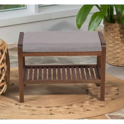 Ecostyle Solid Bamboo Padded Bench with Slatted Shelf