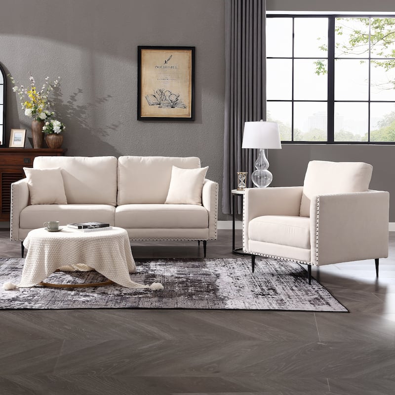 Morden Fort Chair Loveseat Set,2 Piece Modern Living Room Furniture Set